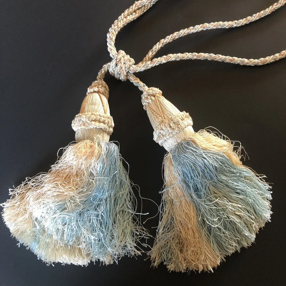 Blue & Peach Curtain Rope Tieback with 6